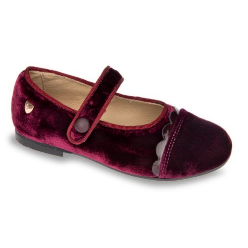 Venettini Velvet Mary Jane Shoes - Deep Red